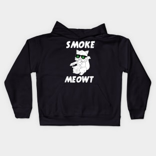 Funny Smoke Meowt Stoner Cat Weed Kids Hoodie